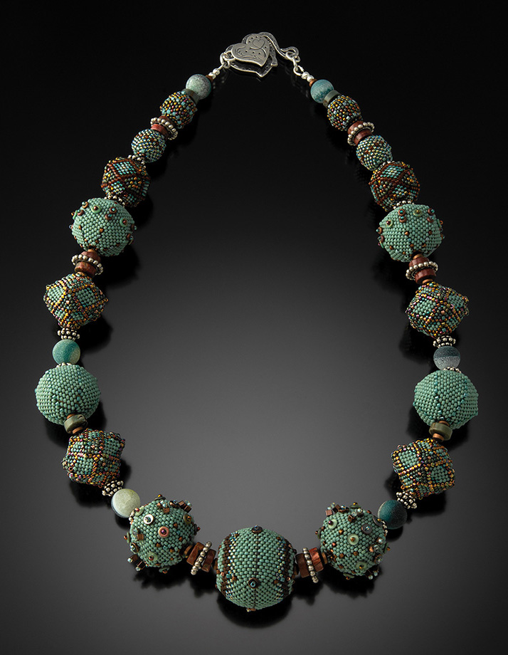 Aqua and brown beaded bead necklace 2019