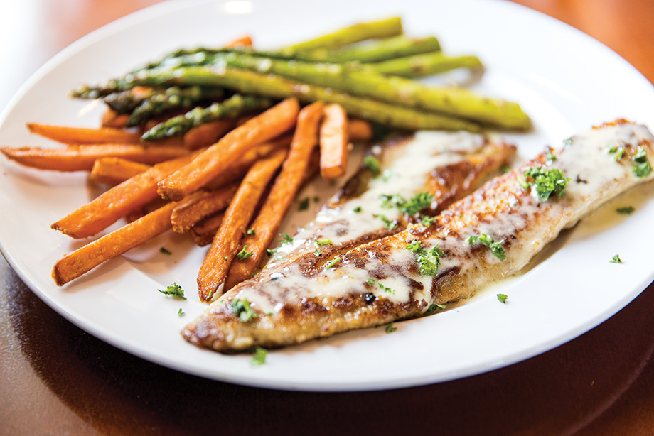 Charlie’s on Prior’s Pan Seared Walleye pairs nicely with a view of Prior Lake.