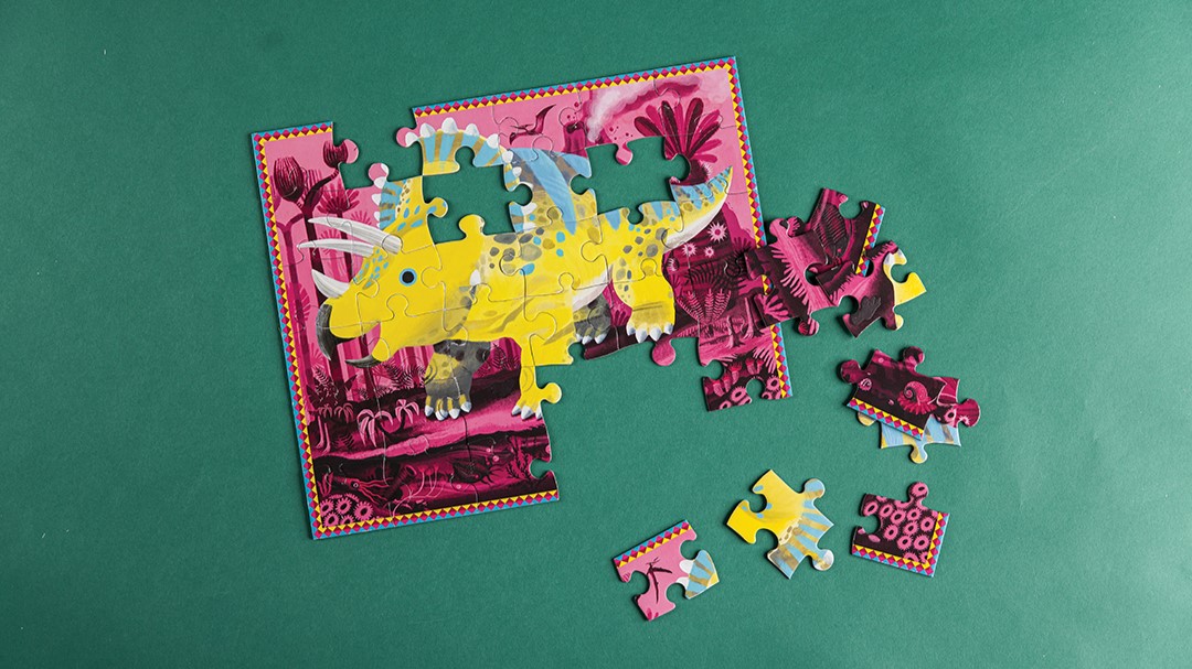 eeBoo Ready to Learn Dinosaur Puzzle (Tricerotops puzzle pictured; part of a set that includes four 36-piece puzzles), $24.99