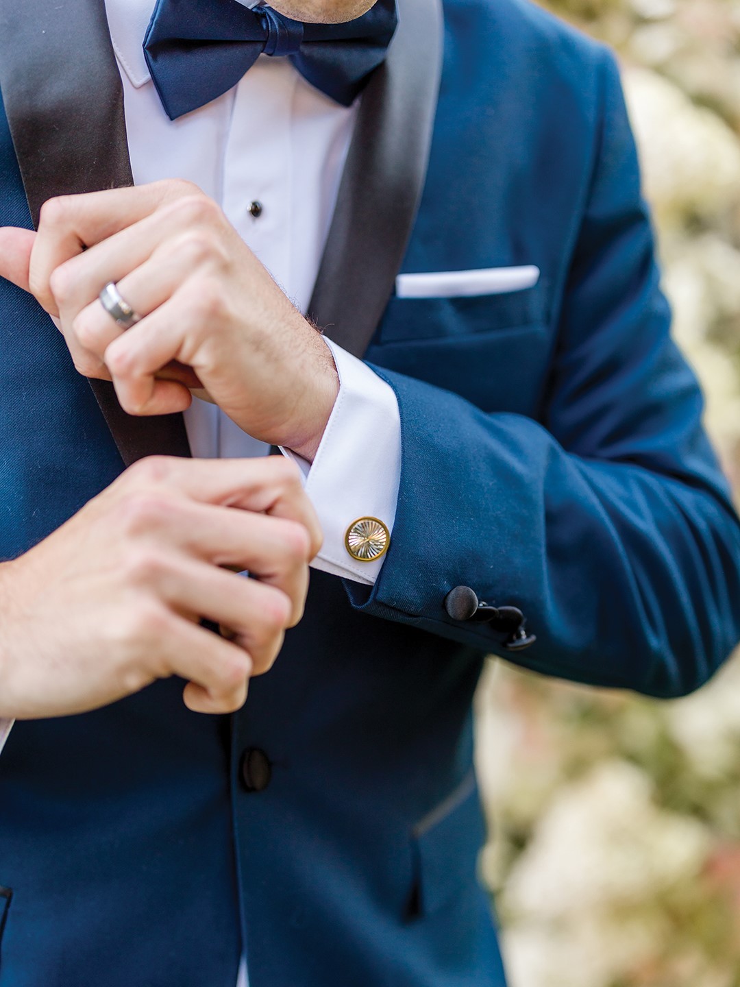 Groom Suit and Cufflink Details