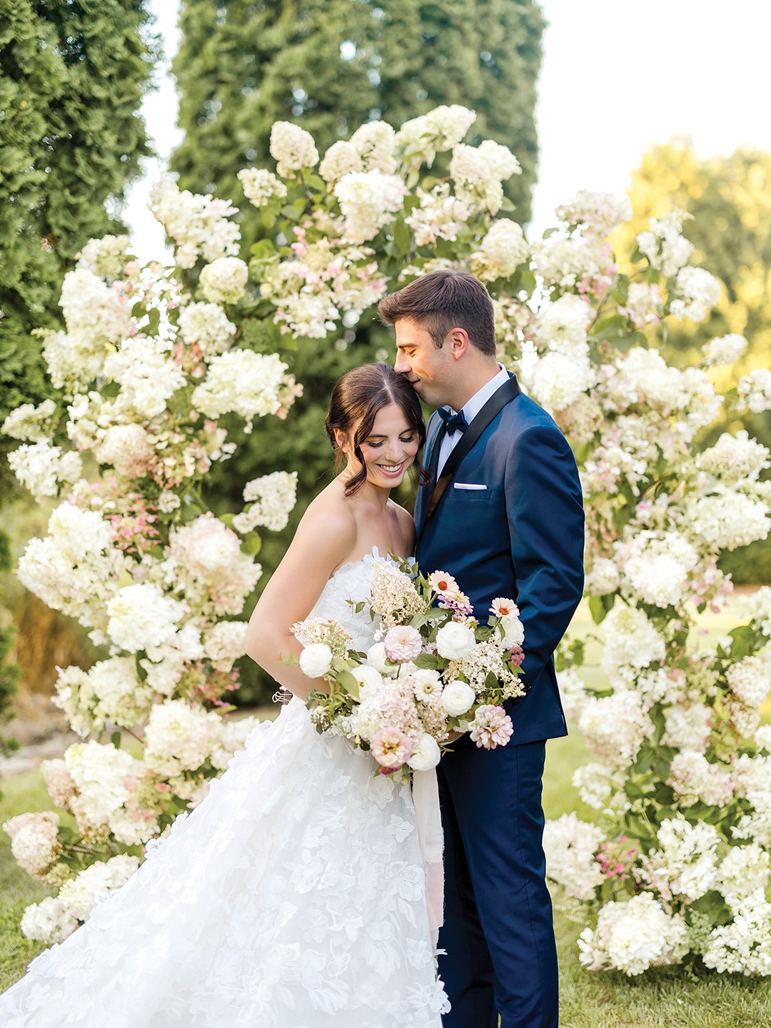 Strawberry Hydrangea Floral Arch Garden Party Wedding