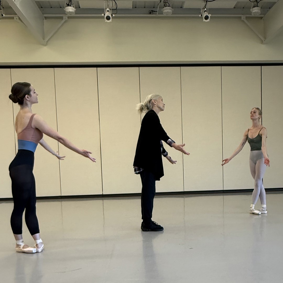 Twin Cities Ballet company dancers Keara Nichols and Janna Turner rehearsing with Lise Houlton.