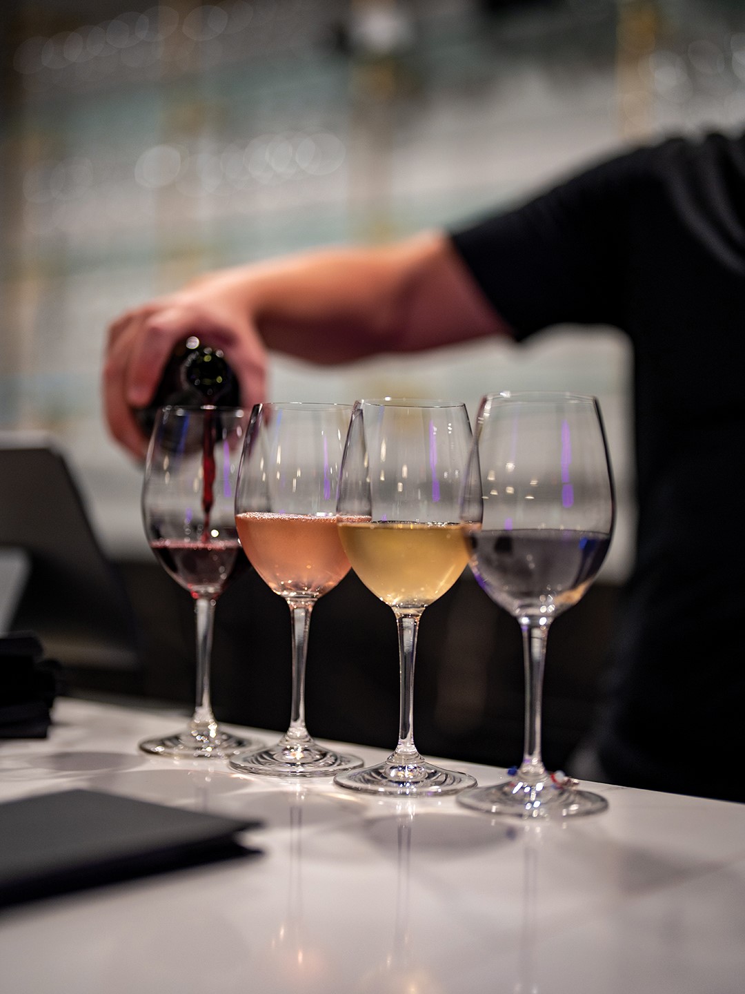 A well-curated wine list changes monthly.