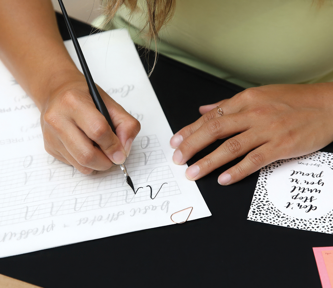 Sip & Script calligraphy practice