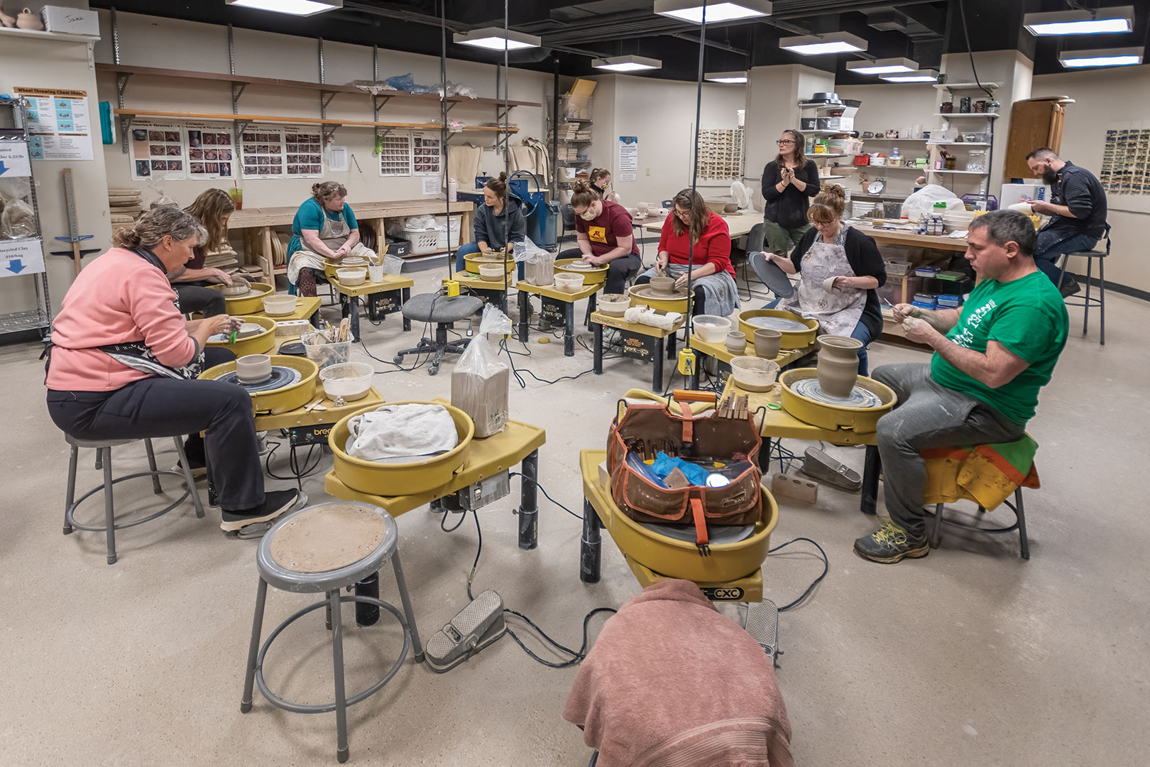 Adult ceramics students enrolled in the five- to six-week long courses at the Lakeville Area Arts Center are welcome to take advantage of the center’s open studio.